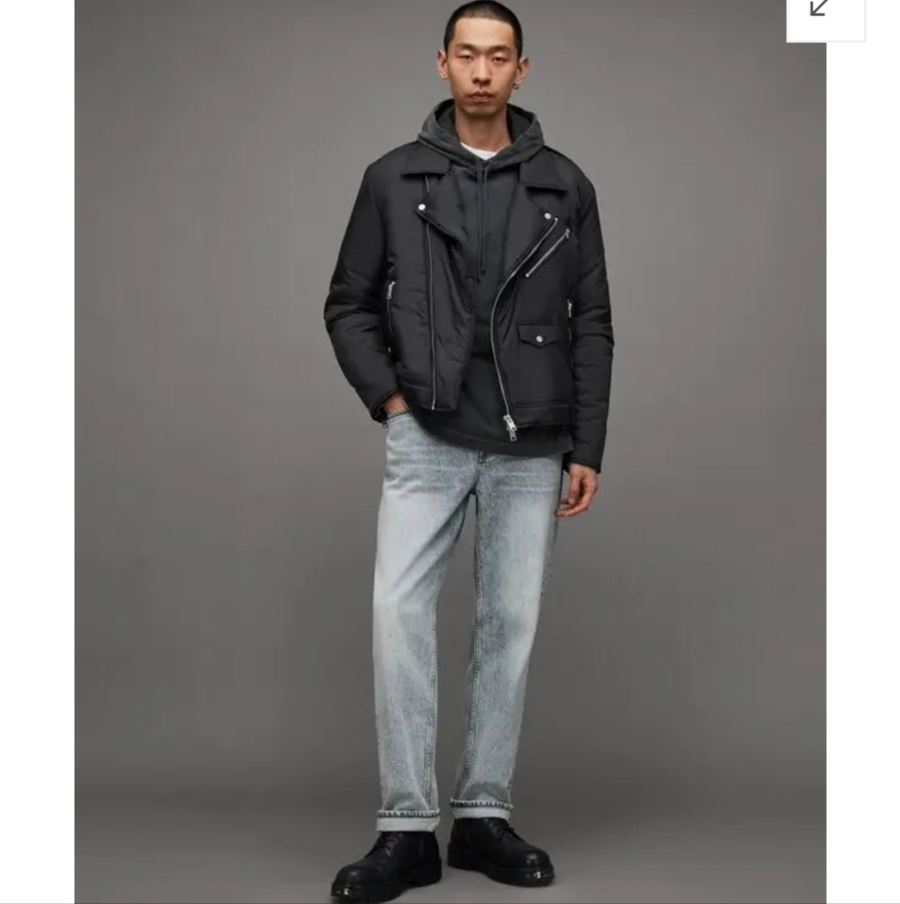 NWOT All Saints Miller Wadded Zip Up Biker Jacket Sz XL - Picture 2 of 12